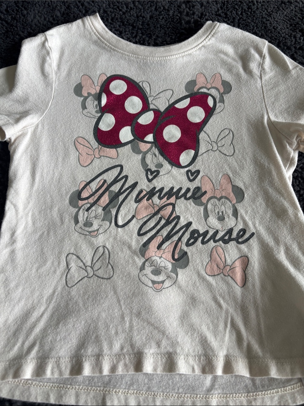 Old Navy White Minnie Mouse Graphic Tee with Red Polka-Dot Bow